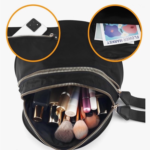 ✨🖤Black Bum Bag Crossbody Sling Bag - Wide Strap 🖤✨ NWT - Picture 4 of 7